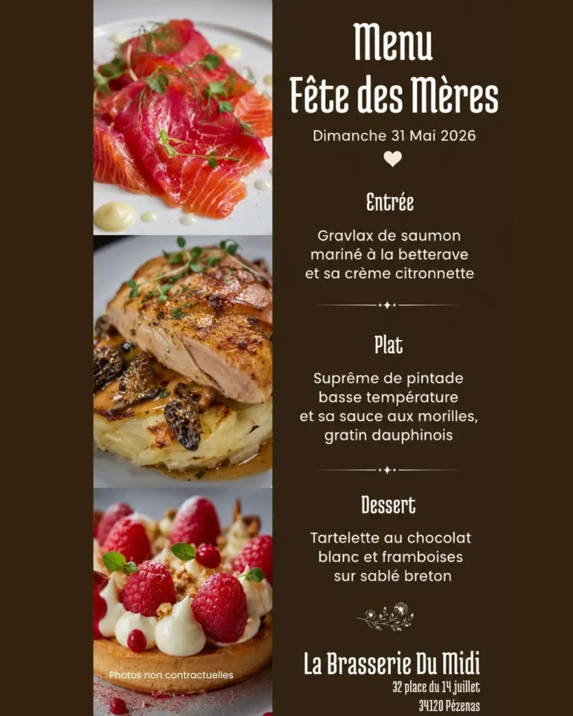 Le 31 mai 2026 c'est la fête des mères, offrez lui un bon repas