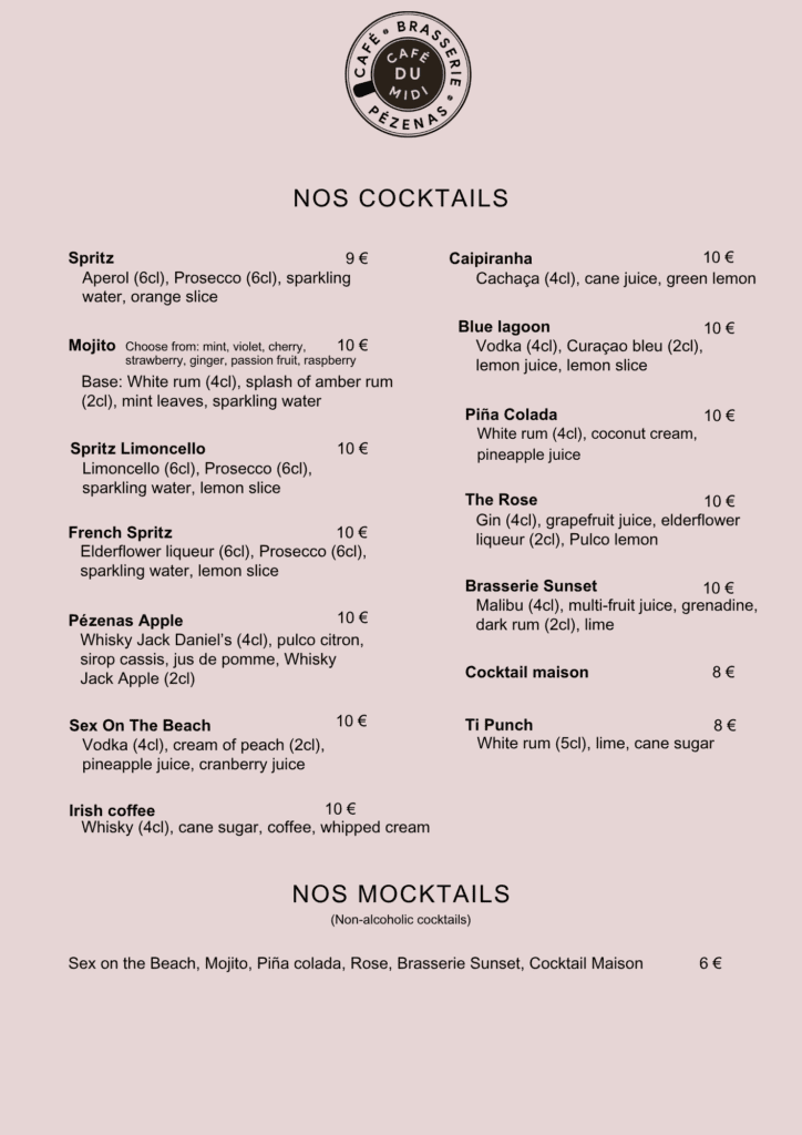 Our Coktails and Mocktails, and our new ice cocktails